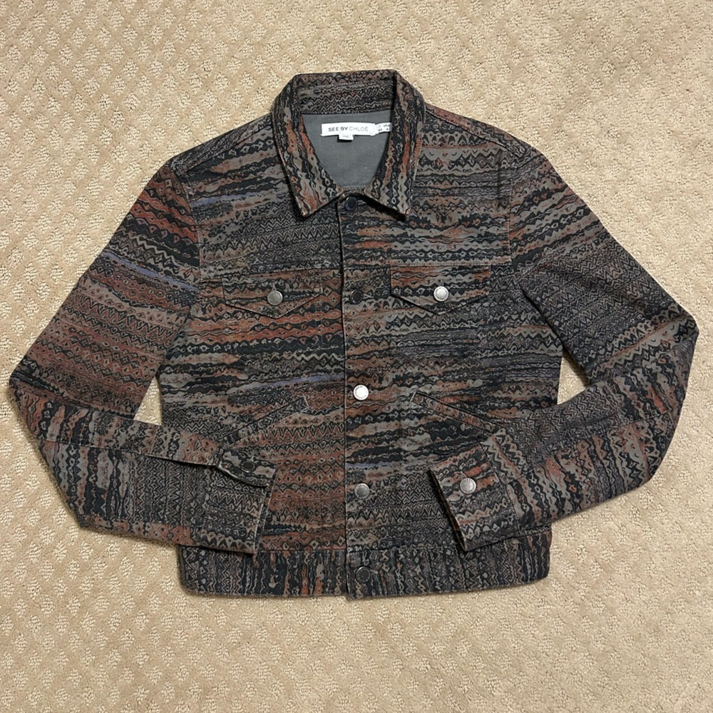 NWOT Vintage See By Chloe Short Buttoned Denim Jacket (Sz 4)